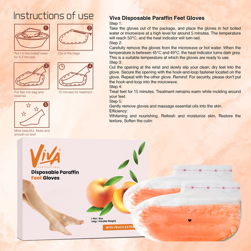 Disposable Paraffin Feet Gloves Peach 1 Pair/Box Viva - al basel cosmetics