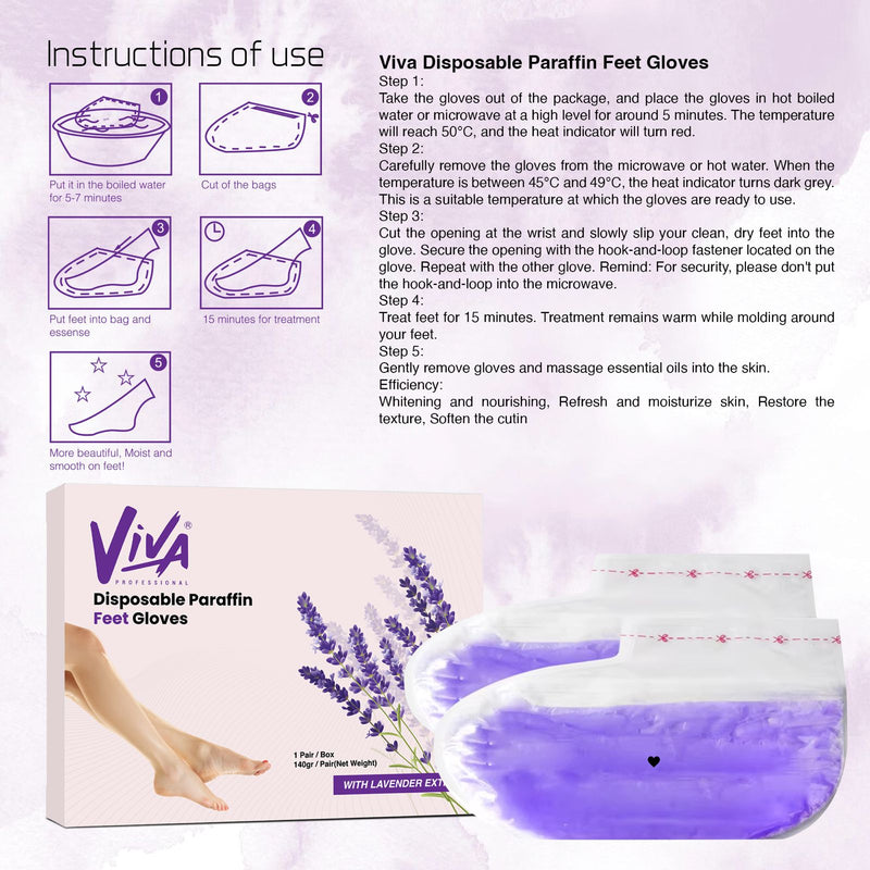 Disposable Paraffin Feet Gloves Lavender 1 Pair/Box Viva - al basel cosmetics