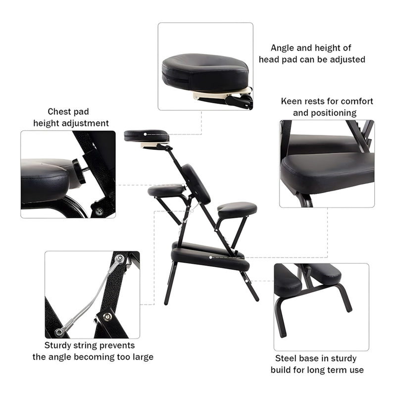 Black Salon Professional Foldable Massage Tattoo Portable Chair - massage chair- tattoo chair - al basel cosmetics 