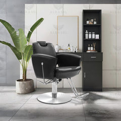 Ladies Chair Black with Adjustable Headrest & Footrest for Beauty Salon Hair Styling - al basel cosmetics - salon chair- ladies chair