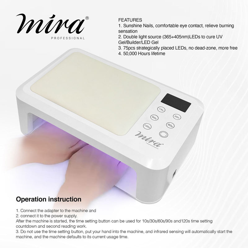 Professional Nail Gel Polish UV LED Nail Dryer Lamp 2 Hands SUN25 LCH Mira - nail dryer- al basel cosmetics