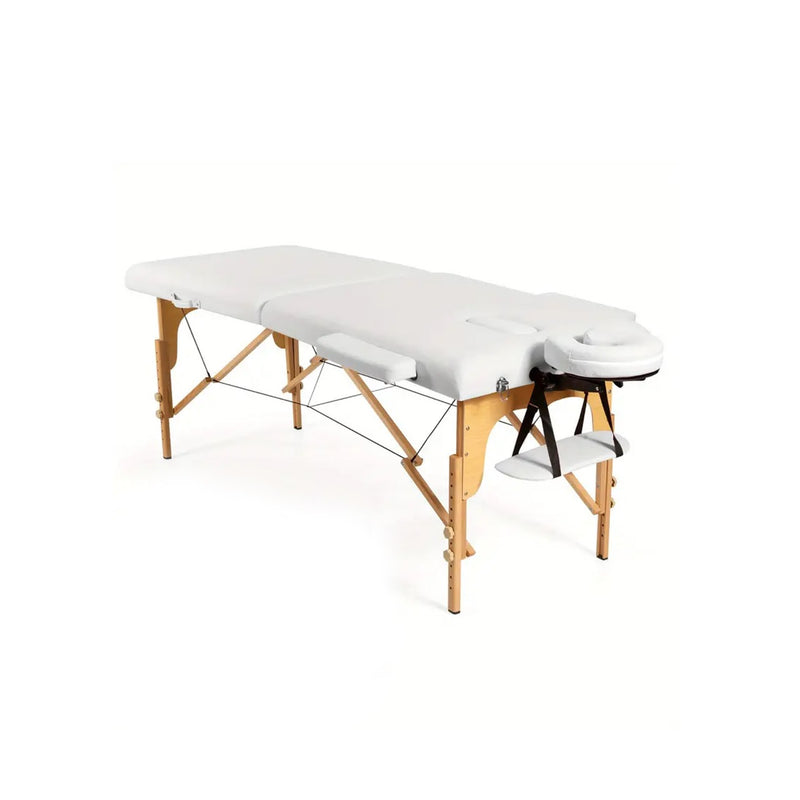 White Foldable Massage Table Bed with Wooden Frame for Professional Use - al basel cosmetics