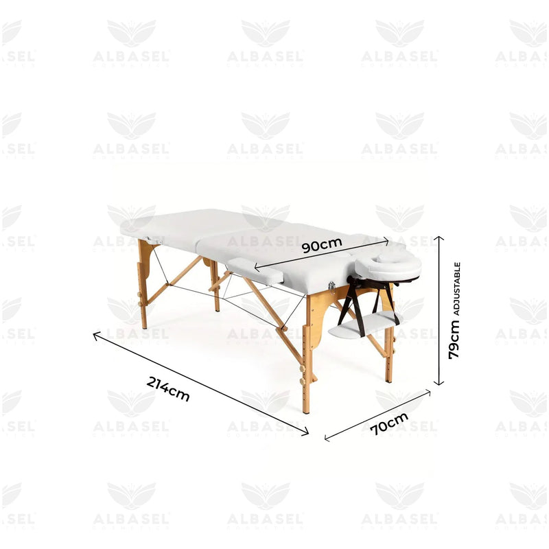 White Foldable Massage Table Bed with Wooden Frame for Professional Use - al basel cosmetics