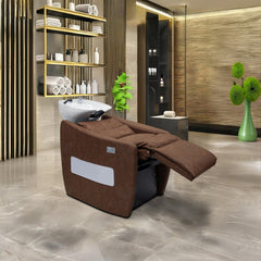Electric Brown Hair Washing Shampoo Chair with Light and Massage for Salon & Spa - al basel 