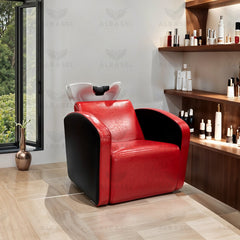 Red Black Salon Spa Professional Hair Washing Shampoo Chair - al basel