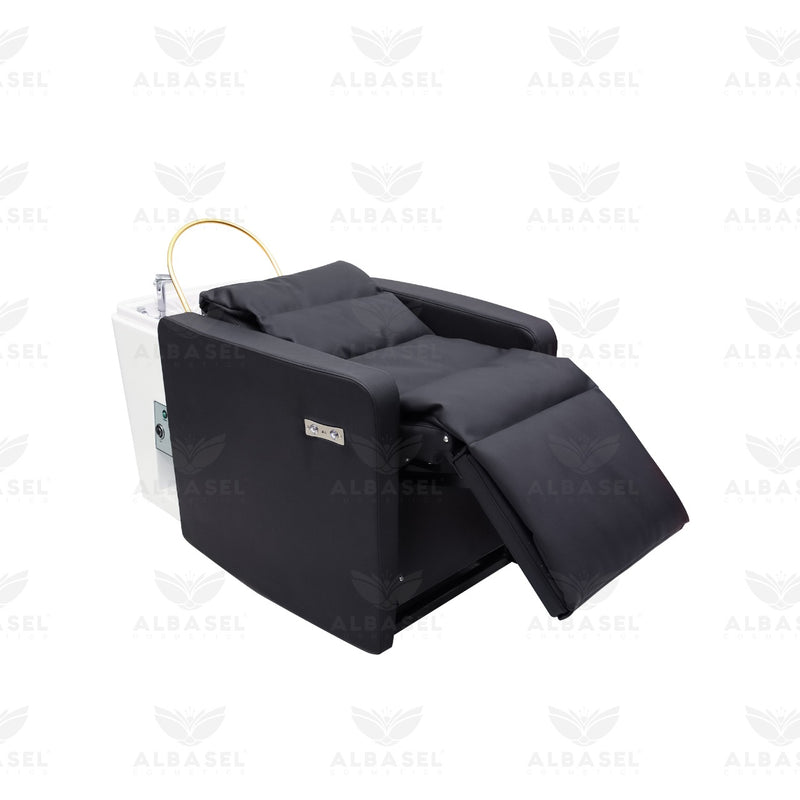 Salon Spa Electric Hair Washing Shampoo Chair with Massage and Steamer Black - al basel cosmetics