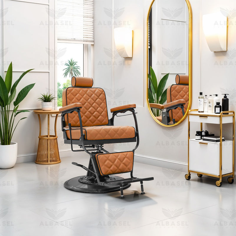 Barber Salon Professional Gents Chair Brown Black Hair Cutting & Hair Styling - al basel cosmetics