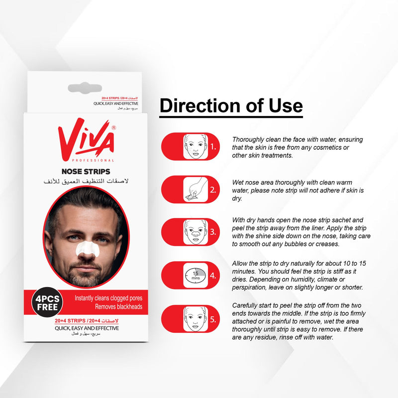 Viva Professional Nose Strips Pack (20 + 4 Free strips) - nose strips- skin care - face care- al basel cosmetics