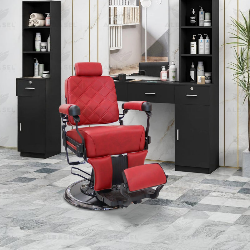 Red Barber Gents Salon Hair Cutting Chair - gents chair - salon chair - barber chair - salon furniture - al basel cosmetics