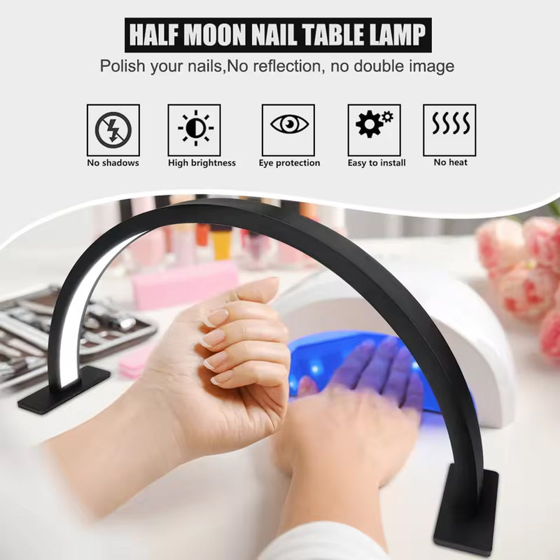 Black Half Moon Led Light Lamp for Nail Art Desk Table 40W - al basel cosmetics