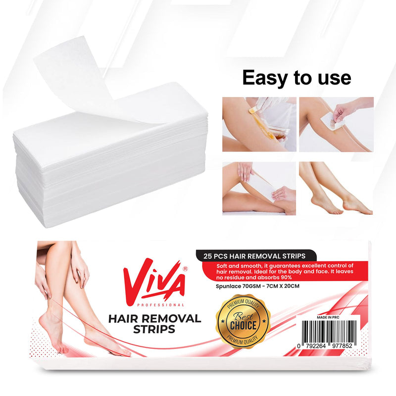 Professional Paper Non-Woven Wax Strips for Hair Removal 25 Pieces Viva - wax strips- viva - al basel cosmetics