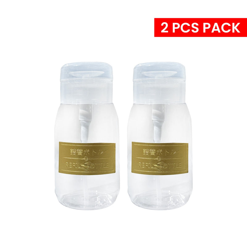 Refillable Empty Press Pump Bottle 200ml for Makeup & Nail Polish Remover(2pcs) - al basel cosmetics