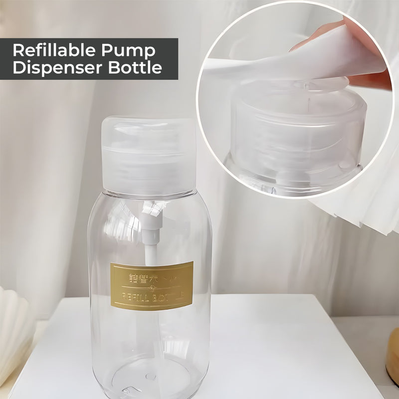 Refillable Empty Press Pump Bottle 200ml for Makeup & Nail Polish Remover(2pcs) - al basel cosmetics