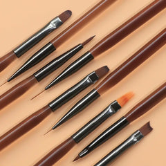 Brushes 9 Pcs Set for Manicure Nail Art Designs - al basel cosmetics