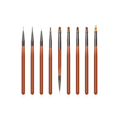 Brushes 9 Pcs Set for Manicure Nail Art Designs - al basel cosmetics