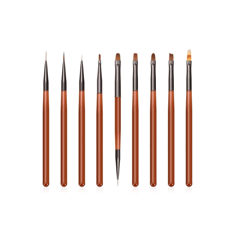 Brushes 9 Pcs Set for Manicure Nail Art Designs - al basel cosmetics