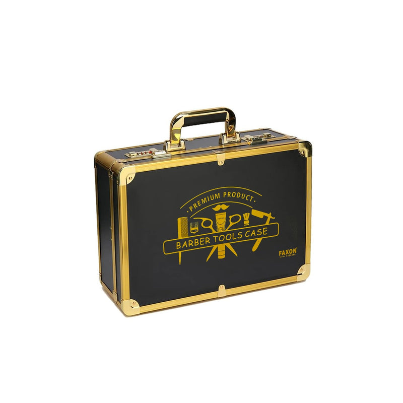 Black & Gold Small Aluminum Barber Tool Box Case - barber tool case - tool case - al basel cosmetics 