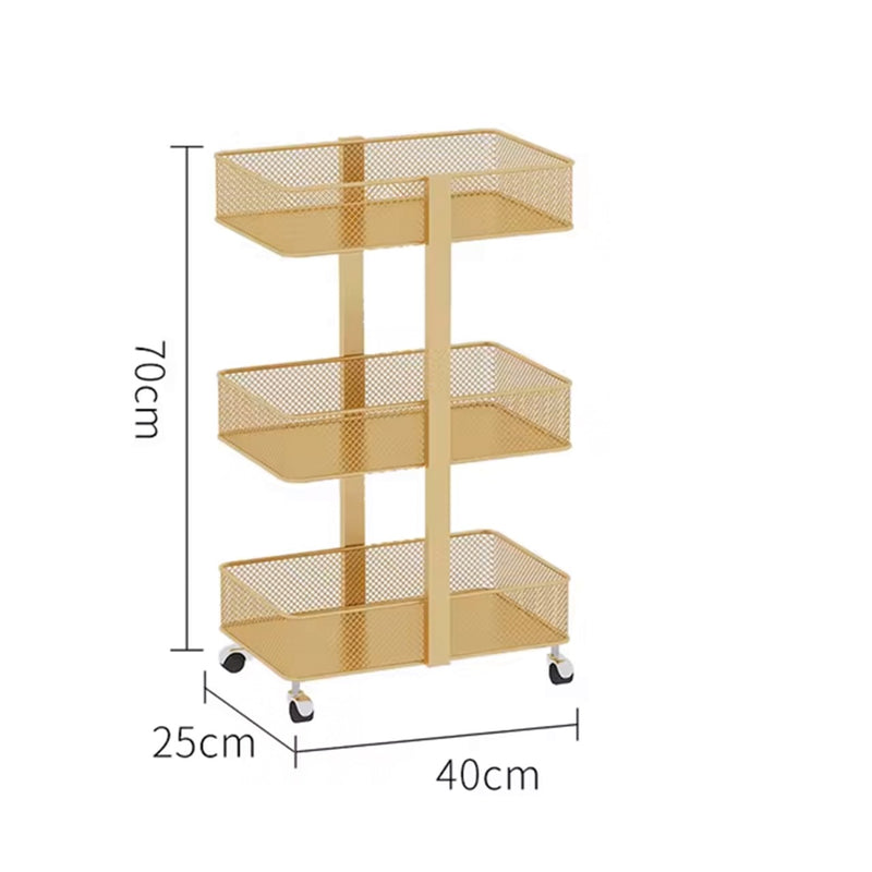 4 wheels Serving Trolley Gold - salon trolley - golden trolley Albasel cosmetics