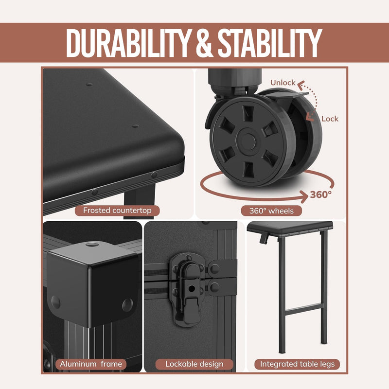 Portable Trolley with Foldable Table for Manicure and Makeup -al basel cosmetics - trolley with table 