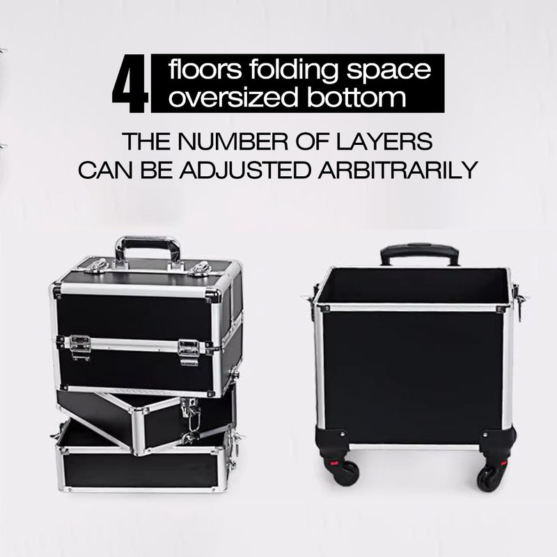 Black Makeup Beauty Train Case Trolley 3 in 1 Adjustable - al basel cosmetics