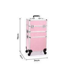 Pink Makeup Beauty Train Case Trolley 3 in 1 Adjustable - makeup trolley - al basel cosmetics