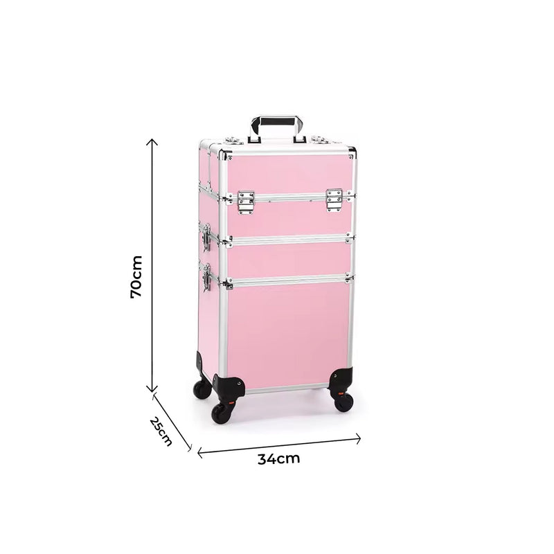 Pink Makeup Beauty Train Case Trolley 3 in 1 Adjustable - makeup trolley - al basel cosmetics