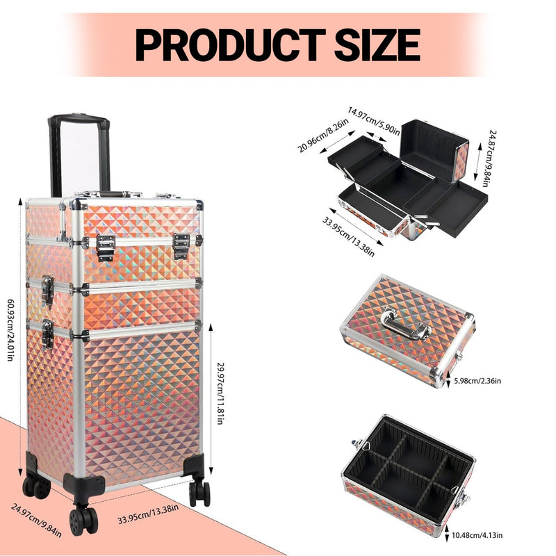 Gold Makeup Beauty Train Case Trolley 3 in 1 Adjustable - makeup trolley - al basel cosmetics