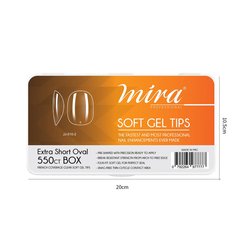 Clear Soft Gel Nail Tips Extra Short Oval Shape 550pcs per Box Mira - al basel cosmetics