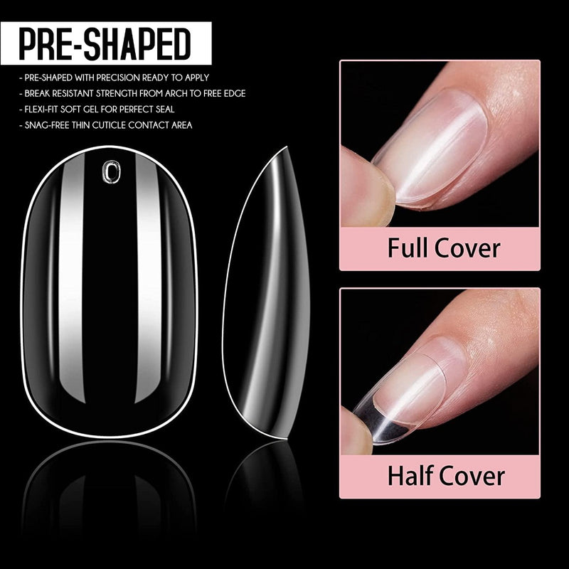 Clear Soft Gel Nail Tips Extra Short Oval Shape 550pcs per Box Mira - al basel cosmetics