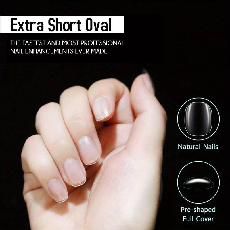 Clear Soft Gel Nail Tips Extra Short Oval Shape 550pcs per Box Mira - al basel cosmetics