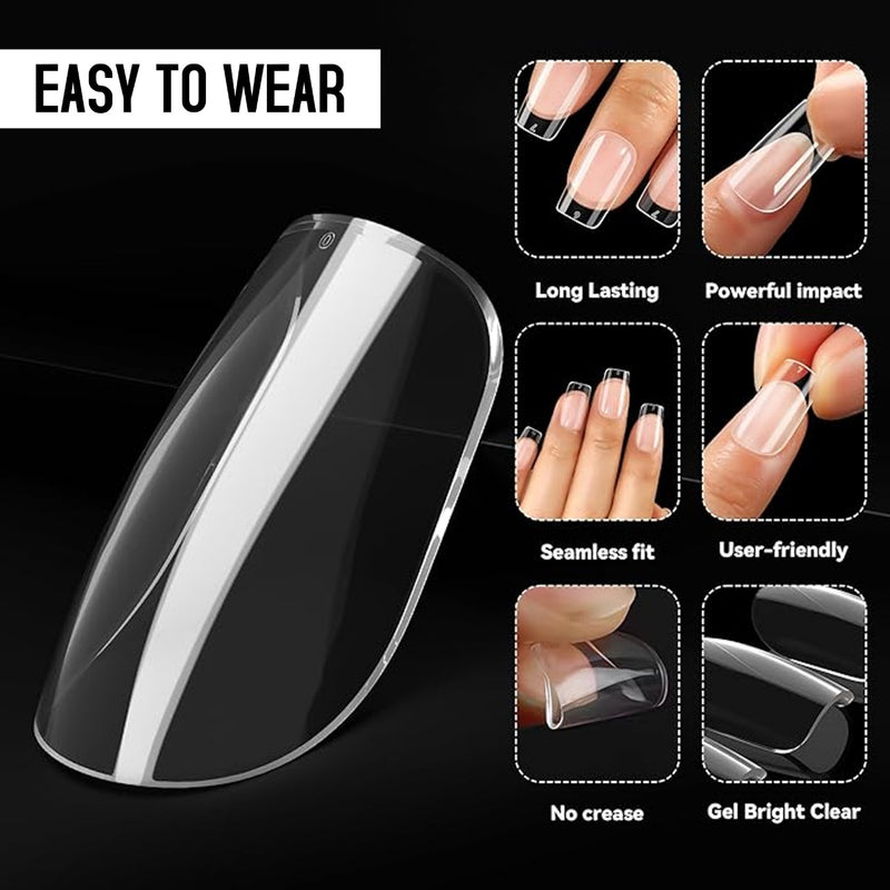 Clear Soft Gel Nail Tips Short Square Shape 550pcs per Box Mira - al basel cosmetics