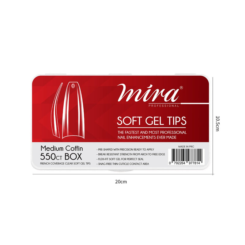 Clear Soft Gel Nail Tips Medium Coffin Shape 550pcs per Box Mira