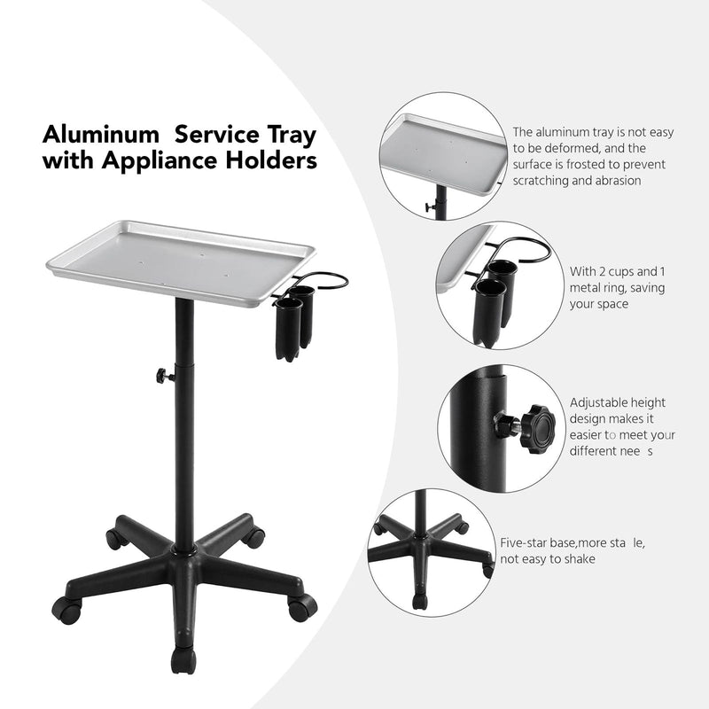 Viva Salon Spa Professional Trolley with Aluminum Tray with Appliance Holders - salon trolley - al basel cosmetics