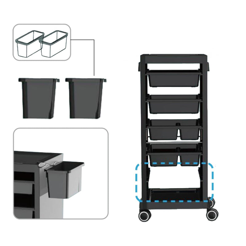 Viva Professional Salon Trolley with Storage and Hair Dryer Holders - al basel cosmetics