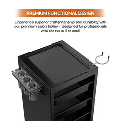 Viva Professional Salon Trolley with Storage and Hair Dryer Holders - al basel cosmetics