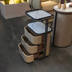 Beige Color Salon Spa Product Storage Trolley with 3 Tier Shelves - salon trolley - salon spa product storage - storage cabinet - al basel cosmetics