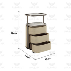 Beige Color Salon Spa Product Storage Trolley with 3 Tier Shelves - salon trolley - salon spa product storage - storage cabinet - al basel cosmetics