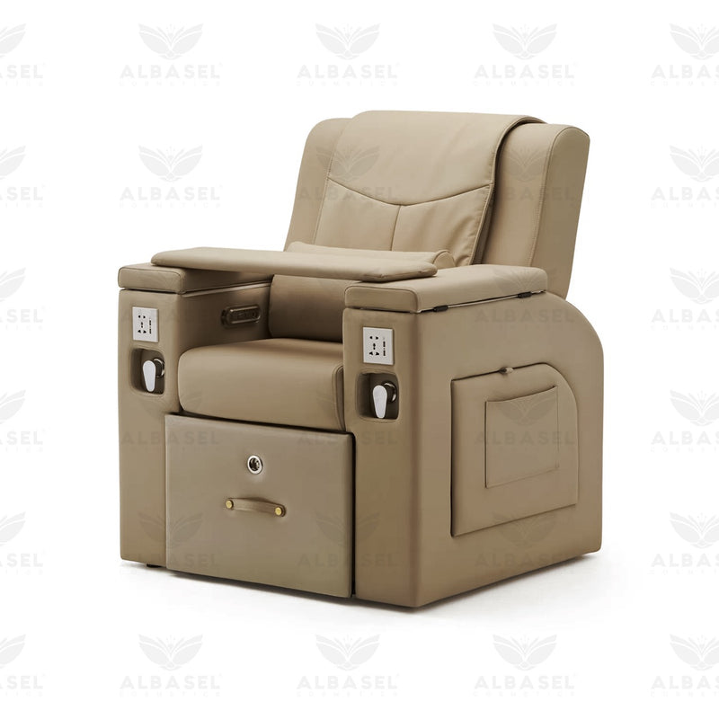 All-in-One Beige Massage Chair for Pedicure & Manicure with Sliding Foot Bath – Premium Spa & Salon Solution