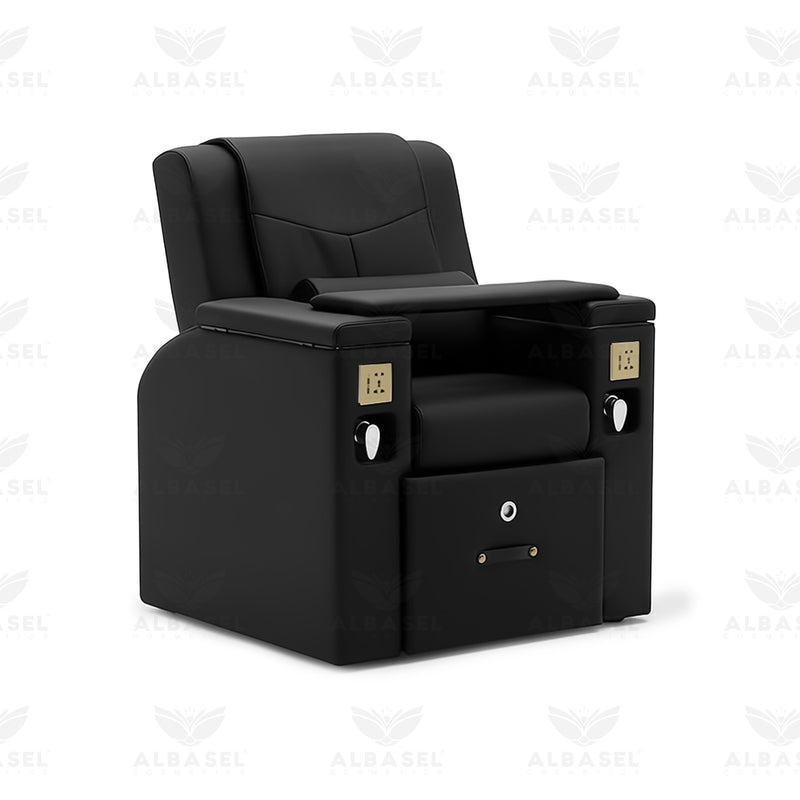 All-in-One Black Massage Chair for Pedicure & Manicure with Sliding Foot Bath – Premium Spa & Salon Solution - Multi functional massage chair Saudi Arabia - Pedicure chair with multi function Qatar - Al Basel Cosmetics - UAE 