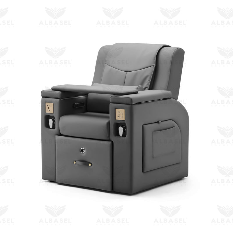 All-in-One Grey Massage Chair for Pedicure & Manicure with Sliding Foot Bath – Professional Spa & Salon Chair with Reclining Back & Massage Function - Pedicure Manicure chair in Saudi Arabia - Massage Chair Bahrain - Al Basel Cosmetics - UAE