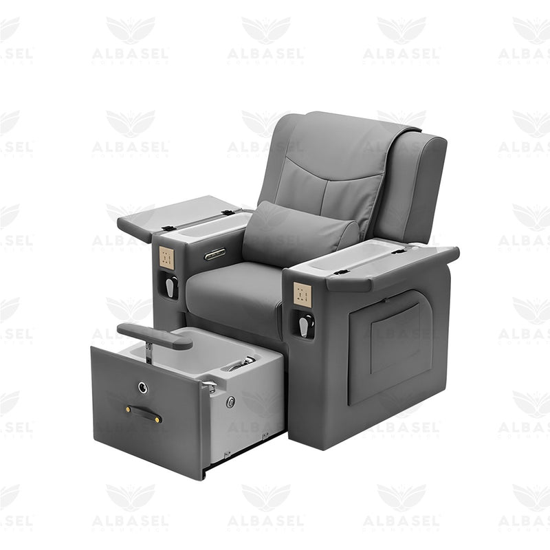 All-in-One Grey Massage Chair for Pedicure & Manicure with Sliding Foot Bath – Professional Spa & Salon Chair with Reclining Back & Massage Function - Pedicure Manicure chair in Saudi Arabia - Massage Chair Bahrain - Al Basel Cosmetics - UAE