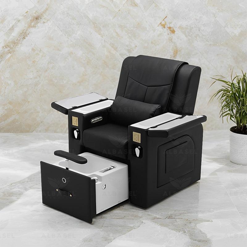 All-in-One Black Massage Chair for Pedicure & Manicure with Sliding Foot Bath – Premium Spa & Salon Solution - Multi functional massage chair Saudi Arabia - Pedicure chair with multi function Qatar - Al Basel Cosmetics - UAE