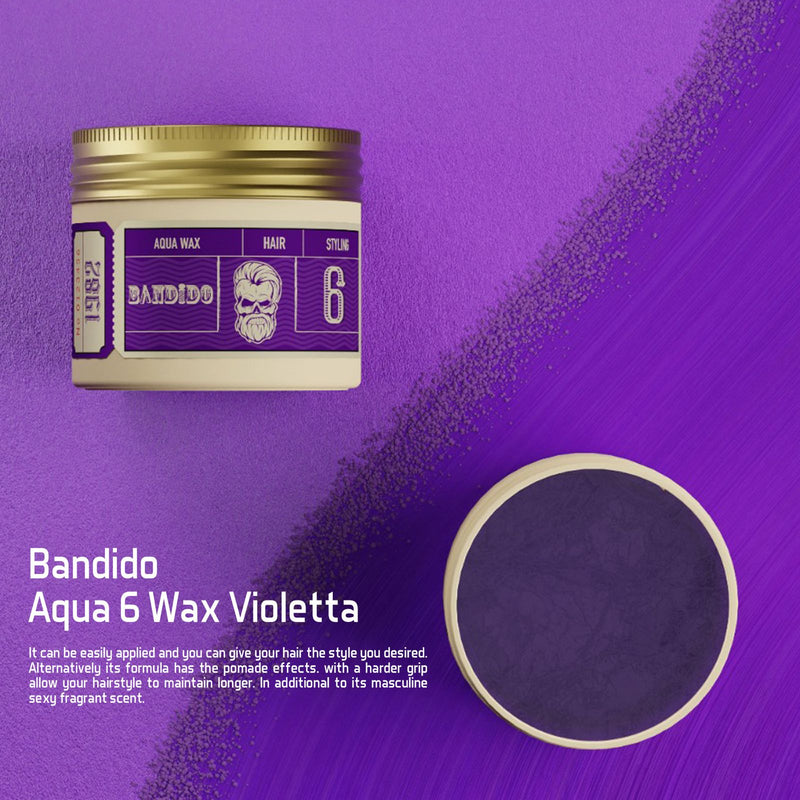 Bandido Aqua 6 Hair Styling Wax Violetta 125ml- hairwax- hairstyling- aqua wax 6- bandido- Al basel - UAE