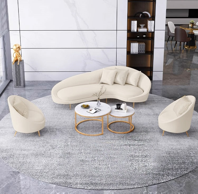 Beauty Salon Reception Sofa Set Cream