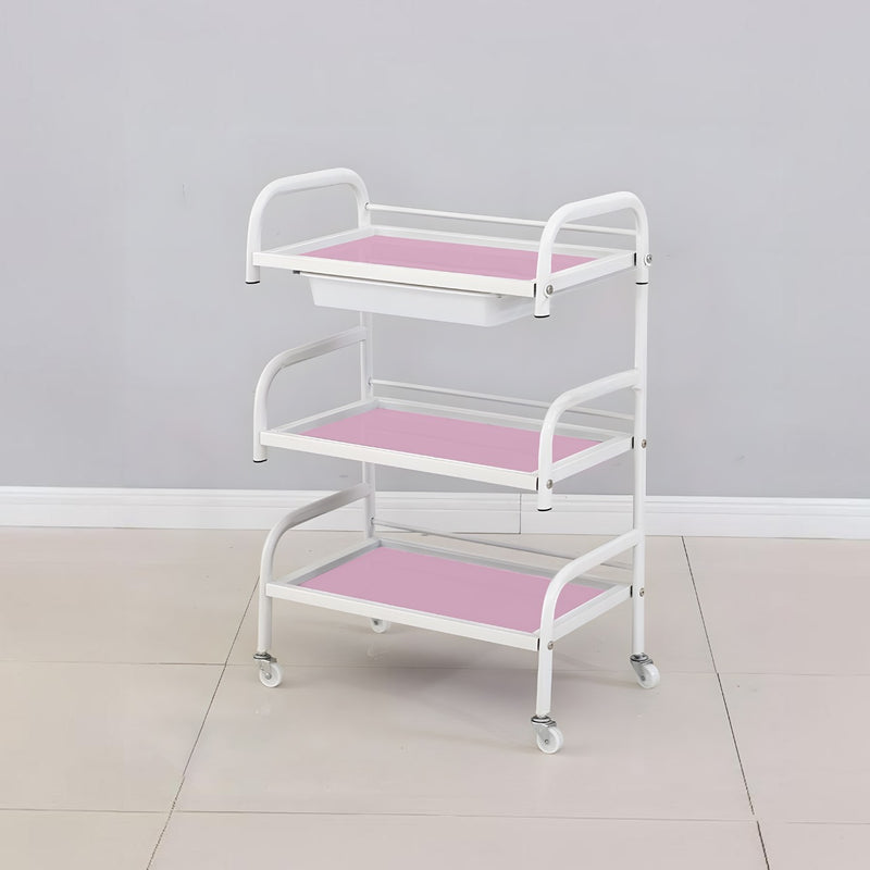 Beauty Salon 3 shelves Glass Trolley - Pink - product stand - al basel cosmetics 