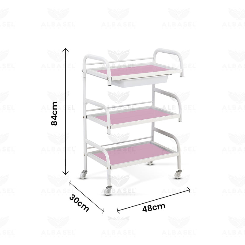 Beauty Salon Glass Trolley - Pink - al basel cosmetics