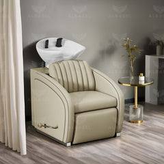 Beige Color Salon Spa Hair Washing Shampoo Chair  - shampoo chair - al basel cosmetics