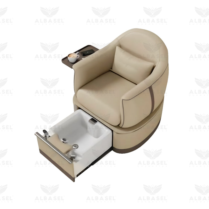 Beige Color Salon Spa Pedicure Chair with Acrylic Sliding Basin - al basel cosmetics 