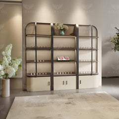 Beige Color Salon Spa Product Display Shelf Stand - al basel cosmetics 