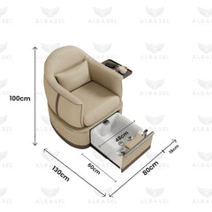 Beige Color Salon Spa Pedicure Chair with Acrylic Sliding Basin - al basel cosmetics 